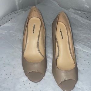 Liz Claiborne Pink Nude Peep Toe Wedge Heel